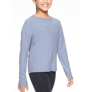 Athleta Girl Power Of Me Top Long Sleeve Boardwalk Blue XXL 16 Girls Thumb Hole